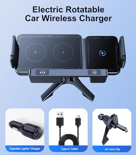 Transform Your Driving Experience with the Z Fold 6 Wireless Car Charger: Rapid 5 W to 15 W Charging, Intelligent Auto-Rotating Sensor for Perfect Viewing Angles, Universal Compatibility with Samsung Galaxy Z Fold Series, Google Pixel 9 Pro, and i Phone 16 Pro Max – Redefine Convenience and Durability with a Sleek, Modern Design for On-the-Go Power Solutions