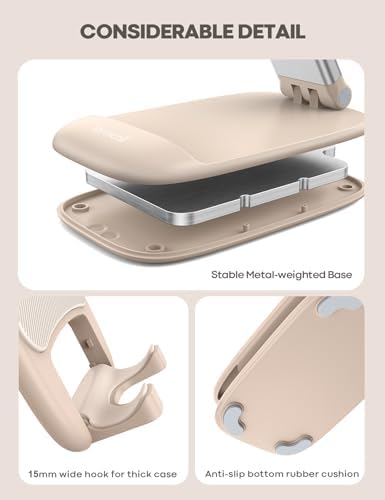 Lamicall Pink Phone Holder, Desk Accessories – Rose Gold Pink Office Cell Phone Holder, Desktop, Office Desks Accessories, Desk Decor for Women, for iPhone, 4-8” Phone – Enhanced Compatibility and Speed
