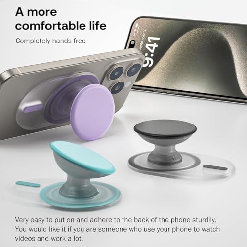 AUROX Mag Safe Phone Grip and Stand – Expandable Collapsible Mobile Holder for i Phone 12-16 Series – Secure Magnetic Attachment in Chic White & Pink – Versatile Kickstand for Streaming and Hands-Free Use – Enhance Usability and Style for Everyday Convenience