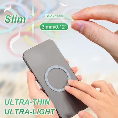 Universal Magnetic Adapter Ring Kit – 12 Ultra-Thin Yellow Metal Stickers for Enhanced Phone Case Compatibility and Wireless Charging Efficiency – Secure Adhesive Solution for Magnetic Mounts and Accessories – Easy Installation for Maximum Grip and Stability
