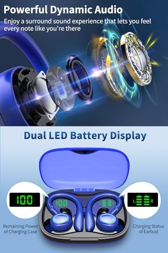 Premium Wireless Earbuds with 60 Hours Playback | Bluetooth 5.3 Noise Cancelling Headphones | IPX6 Waterproof Design for Active Lifestyles | LED Battery Indicator & Dual Mics for Clear Calls | Ultimate Comfort & Audio Quality for Music, Sports, and Daily Use