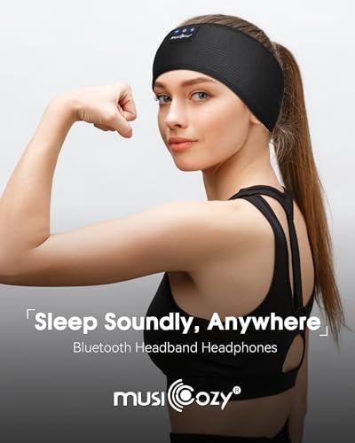 MUSICOZY Bluetooth 5.4 Sleep Headband Headphones – Ultimate Wireless Comfort for Sleep, Workouts, and Travel – The Perfect Gift for Active Lifestyles with Rapid Pairing and Sweatproof Design