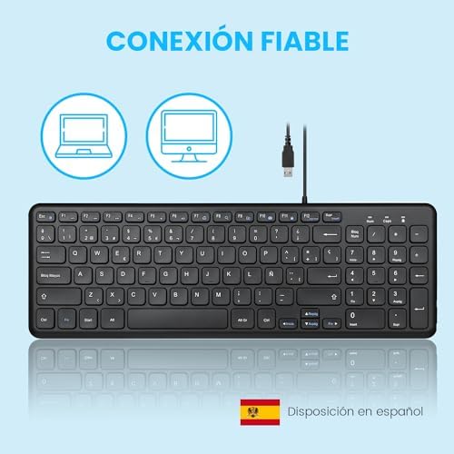 Whisper-Quiet Perixx PERIBOARD-213 W USB Scissor Keyboard – Compact Spanish QWERTY with Numeric Keypad for Enhanced Productivity – Perfect for Home and Office Use