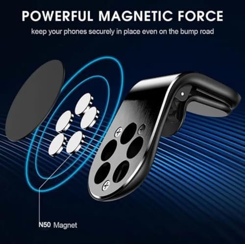 Magnetic Car Phone Holder, Enhanced Clip, Ultra Car Phone Holder, 5 Strong Magnets, Mobile Phone Holder – Enhanced Compatibility and Speed