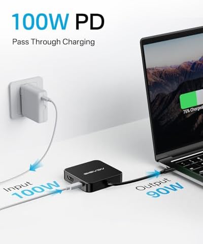 Ultra-Fast USB C Hub 10 Gbps – Multiport Adapter with 4 K 60 Hz HDMI, 100 W Power Delivery & USB A 3.2 Port – Essential Connectivity Solution for Mac Book, Dell, Lenovo, Surface & i Pad Pro – Elevate Your Workspace with Enhanced Speed and Versatility