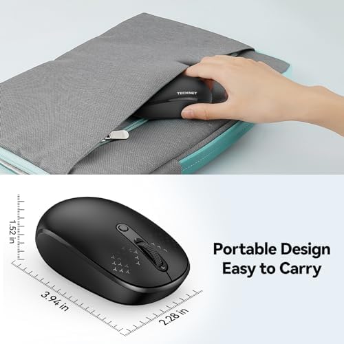 TECKNET 2.4 GHz Wireless Mouse – Ultra-Quiet & Portable Computer Companion with Adjustable DPI, USB Receiver, and Ergonomic Design for Seamless Use Across Chromebook, Laptop, PC & Mac – Enhance Productivity Effortlessly
