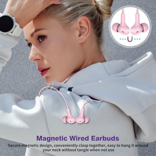 Magnetic USB C Earbuds for Samsung Galaxy S24 Ultra, S23 FE, S22, S21, A54, A53 & i Phone 16, 15 Pro Max – Noise Isolating Wired Headphones with Microphone and Volume Control for Enhanced Audio Experience – Perfect for Music Lovers and Professionals