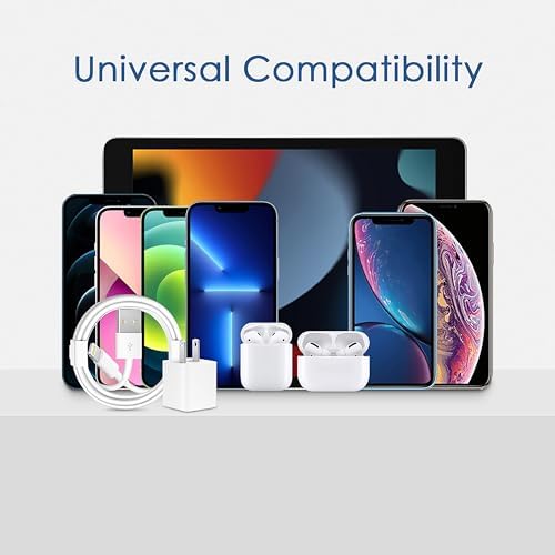 MFi Certified 6 ft i Phone Lightning Charger – Fast Charging USB Cable Pack for i Phone 14/13/12/11 Pro/Pro Max/SE 2022/8/7/XS/XR/X & i Pad – Durable & Efficient Charging Solution for Home & Travel – 4-Pack with Enhanced Compatibility