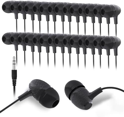 Bulk School Earbuds Headphones – 100 Pack HY400 Black – Premium Quality Audio for Classroom Learning – Comfortable & Durable Earphones for Kids, Teens, and Adults – Versatile Compatibility for Enhanced Educational Engagement