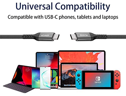 15 FT USB-C to USB-C Charging Cable (2 Pack, 60 W) – High-Speed Data Transfer & Power Delivery for i Phone 15 Pro, Samsung Galaxy S23/S22, Google Pixel 6 Pro, and More – Ultimate Compatibility & Durability for On-the-Go Charging Solutions