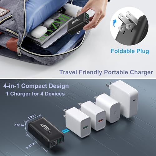 OKRAY 3-Pack 40 W USB-C Wall Charger with Foldable Plug – Compact Multiport Power Adapter for Rapid Device Charging – Perfect for i Phone 16/15/14/13/12 Pro, i Pad, Air Pods, and Apple Watch – Features Quick Charge & Power Delivery 3.0 for Safe, Efficient Power Management – Ultimate Travel Companion for Busy Lifestyles