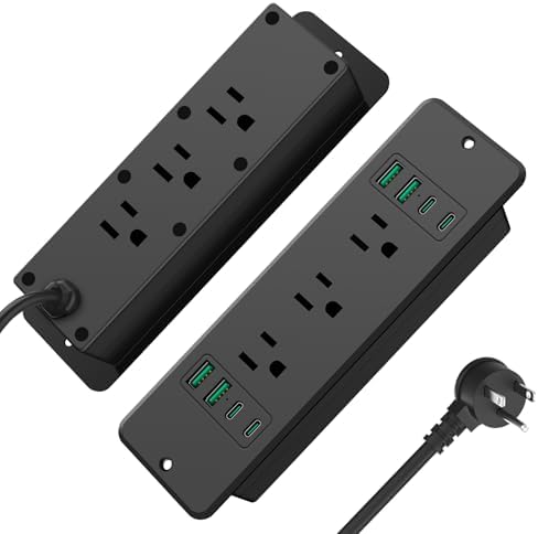 HHSOET 14-in-1 Recessed Power Strip with 20 W Fast Charging: Ultimate Surge Protection and Versatile Connectivity with 6 AC Outlets, 4 USB-A & 4 USB-C Ports, 6 ft Cord for Clutter-Free Charging Solutions in Modern Spaces