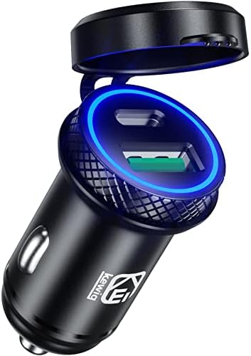 KEWIG Super Mini 60 W USB C Car Charger – Dual Port QC3.0 & PD Fast Charging Adapter for Smartphones, Tablets, and Laptops – Compact Cigarette Lighter Fast Charger with Safety Features for On-the-Go Power