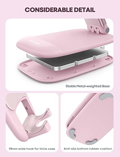 Lamicall Pink Phone Holder, Desk Accessories – Rose Gold Pink Office Cell Phone Holder, Desktop, Office Desks Accessories, Desk Decor for Women, for iPhone, 4-8” Phone – Enhanced Compatibility and Speed