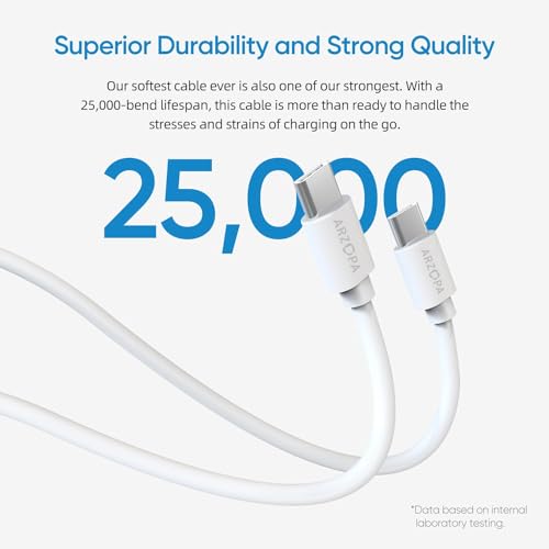 ARZOPA 6 ft USB C Cable – High-Speed 60 W Fast Charging & Data Transfer, Universal Compatibility for All Devices, Durable & Flexible Design for Effortless Use at Home, Office, or Travel, Lightweight & Portable Essential Accessory