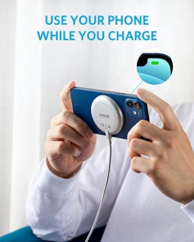 Anker Magnetic Wireless Charging Pad – 7.5 W Fast Charger for i Phone 12 & 13 with 5 ft USB-C Cable – Effortless Magnetic Alignment for Seamless Charging at Home, Office, or Travel – Durable, Compact Design for On-the-Go Power Solutions