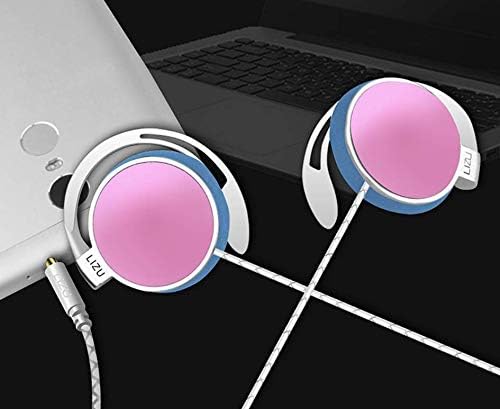 C-YOUNG Secure Fit Clip-On Earphones – Premium Over-Ear Stereo Headphones for Intense Workouts, Compatible with i Phone & Android – Lightweight, Sweat-Resistant with Built-in Microphone for Hands-Free Calls, Stylish Blue Design for Active Lifestyles