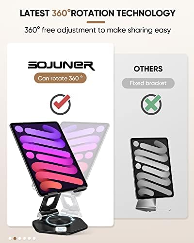 Premium 360° Swivel Tablet Stand for Desk – Adjustable Aluminum i Pad Holder with Rotating Base, Foldable Design for i Pad Pro (12.9/11/10.5/9.7) & All Tablets – Ultimate Comfort & Versatility in Grey Color