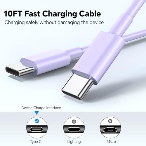 20 W Dual USB-C Fast Charger Block for i Phone 15/16 Series – Includes Two 10 FT USB-C Charging Cables, Perfect for Pro Max, Plus, Pro, i Pad Pro/Air – Compact, High-Speed Charging Solution (2 Pack, Black)