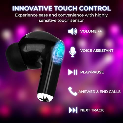 SANTANA BY CARLOS SANTANA Rio Wireless Bluetooth Earbuds – Immersive Sound Quality with 64-Hour Playback, 100-Hour Standby, IPX5 Waterproof Rating, Compact USB Charging Case, LED Battery Indicator & Voice Assistant Support – The Definitive Audio Solution for Active Lifestyles in Elegant Black