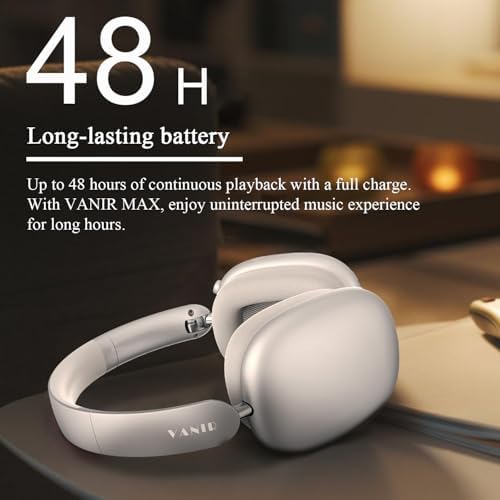 VANIR Ultra-Lightweight Bluetooth Over-Ear Headphones with Advanced AI Noise Cancellation – 48-Hour Audio Playtime, Premium Hi-Fi Sound, and Foldable Design for Effortless Portability – Perfect for Home, Office, and Travel Listening