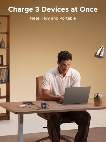 UGREEN 65 W Retractable USB-C Charger Block with Built-in Cable – Dual Port Ga N Fast Charging Solution for i Phone 16/15/14, Galaxy S25/S24, Pixel 9 Pro/8/7, Mac Book Pro/Air, i Pad, and Air Pods – Streamlined Power for All Your Devices