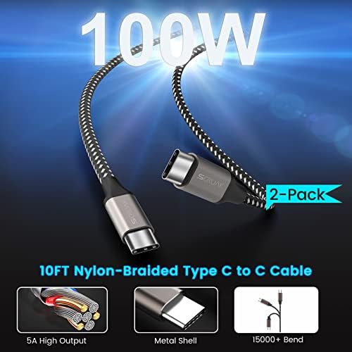 High-Performance 45 W USB-C Charger Duo with Extended 12 FT Cables – Optimal Power Solution for Samsung Galaxy S25/S24/S23 & More – Perfect for On-the-Go Charging at Home, Office, or Travel – Sturdy, Compact Design for Long-Lasting Use