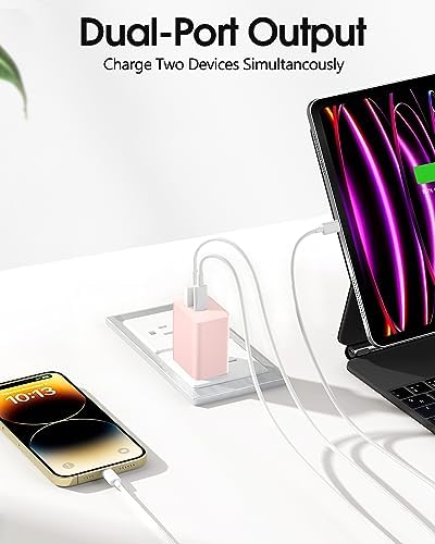 Dual-Port 20 W USB-C Wall Charger – 2 Pack Fast Charging Adapter for i Phone 15/14 & Apple Watch Series 8/7/SE – Compact Travel Power Plug with Smart Charging Technology for Enhanced Device Compatibility and Speed