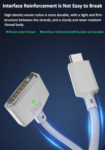 140W USB C to Magnetic 3 Charging Cable for MacBook Pro/Air (14/16/13/15-inch, 2023/2022/2024), 6.6FT – Enhanced Compatibility and Speed