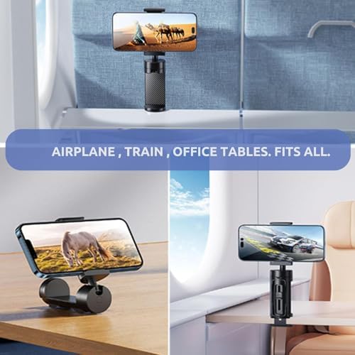 2 Pack Universal Airplane Phone Holder – Compact Hands-Free Cell Phone Stand for Travel, Cruising, and Driving – Mini Foldable Mount Compatible with i Phone, Samsung, and Android – Essential Travel Accessory for Easy Viewing and Navigation