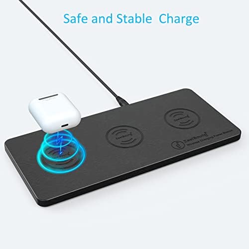 Zeal Sound Ultra-Slim Triple Wireless Charging Hub – Fast, Elegant PU Leather Charger Pad for Smartphones, Air Pods & Qi-Compatible Devices – Non-Slip Design with AC Adapter for Home & Office Efficiency