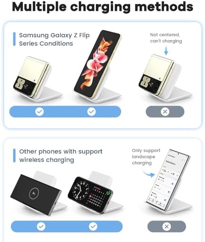Ultimate Fast Wireless Charging Station for Samsung Galaxy Z Flip Series & Motorola Razr+ – 2-in-1 Foldable Travel Charger with PD 20 W Adapter, Sleek White Design for On-the-Go Convenience – Enhanced Speed & Compatibility for Modern Lifestyles
