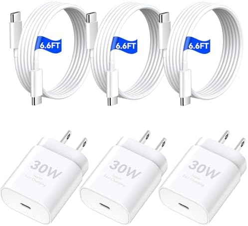 30 W Fast Charging Block with 10 FT USB-C Cable for i Phone 16 & 15 Series – Ultimate Power Solution for Rapid Charging – 3-Pack for Home, Office & Travel – Enhanced Compatibility for All Models Including 16 Pro Max, 16 Pro, 16 Plus, and More