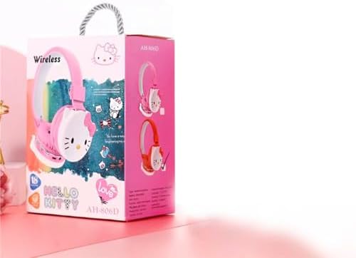 Hello Kitty Pink Kids Bluetooth Headphones – Safe Over-Ear Noise-Canceling Design with Built-In Microphone for Young Explorers – Stylish Wireless Audio for Music, Gaming, and Learning
