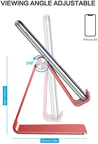 OMOTON Adjustable Cell Phone Stand, C2 Aluminum Desktop Phone Holder Dock Compatible with iPhone 15 14 13 Xs XR 8 Plus 7 6, Samsung Galaxy, Google Pixel, Android Phones – Enhanced Compatibility and Speed