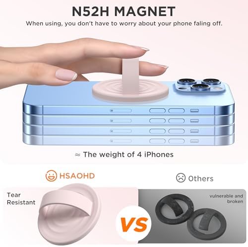 Upgraded Magnetic Phone Grip for i Phone: Premium Silicone Loop Holder with Mag Safe Compatibility – Ergonomic 360-Degree Stand, Non-Slip Design in Sleek Black for Enhanced Comfort and Secure Handling on i Phone 16/15/14/13/12 Pro Max/Plus