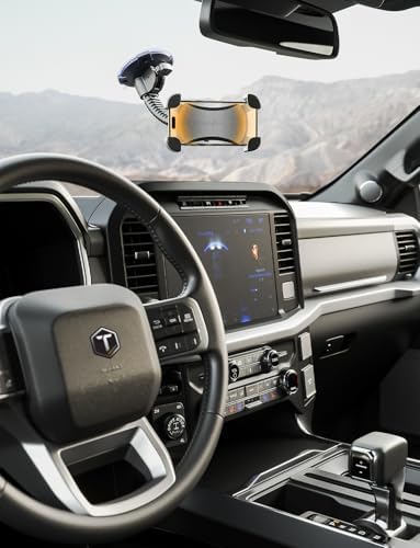 Mammoth Windshield Mobile Mount by Tough Tested: Double-Ribbed Gooseneck Arm with 360-Degree Rotation, Extra-Large Suction Grip for Secure Device Hold, Quick Release Design for Effortless Access – Ultimate Driving Convenience and Compatibility