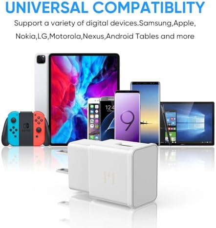Premium Adaptive Fast Charging Block USB Wall Charger – Efficient Quick Charge Adapter for Samsung Galaxy S25/S24/S23/S22/S21/S20/S10/S9/S8/S7/Note 10 (4-Pack, White) – Maximize Charging Speed & Compatibility for Seamless Device Performance