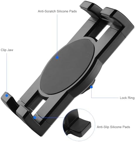 Versatile 360° Adjustable Tablet Holder for Treadmills, Spin Bikes, Strollers, and More – Compatible with 7-12.9″ i Pads, Nexus, Fire HD, e-Books, LG G, and Switch – Enhance Your Workout and Leisure Experience with Secure, Stable Mounting Solutions