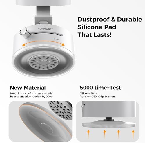 TANSEY Universal Magnetic Vacuum Phone Holder – 360° Swivel & Foldable Hands-Free Stand for Car, Kitchen, Gym, Desk & Travel – Strong Suction Cup, Enhanced Stability, White Design for All Smartphones