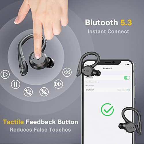 APEKX True Wireless Bluetooth Earbuds with IPX7 Waterproof Protection – Sports-Ready In-Ear Headphones with Superior Stereo Sound and Built-in Microphone for Active Lifestyles – Compact Charging Case for Extended Use and Universal Device Compatibility