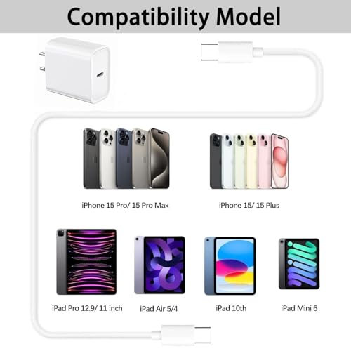 Ultra-Fast 20 W i Pad Power Adapter & 10 FT USB-C Cable Combo – Essential Charger for i Pad Pro, Air, Mini & 10 – Maximize Productivity with Lightning Speed Charging and Extended Flexibility for Apple Devices Experience groundbreaking charging efficiency with our Ultra-Fast 20 W Power Adapter paired with a 10 FT USB-C cable, meticulously designed for seamless compatibility with i Pad Pro (11, 12.9), i Pad Air (5 th/4 th), i Pad Mini 7, and i Pad 10. This compact wall charger delivers rapid power replenishment, ensuring your devices are ready to go in record time. The generous 10 FT cable grants you the freedom to use your i Pad comfortably while charging, whether at home, in the office, or on the move. Crafted from premium materials, this charger is built for long-term durability, making it the ultimate accessory for i Pad users seeking both reliability and performance. Elevate your charging experience today with this indispensable solution that fuses innovative technology with user-centric design.