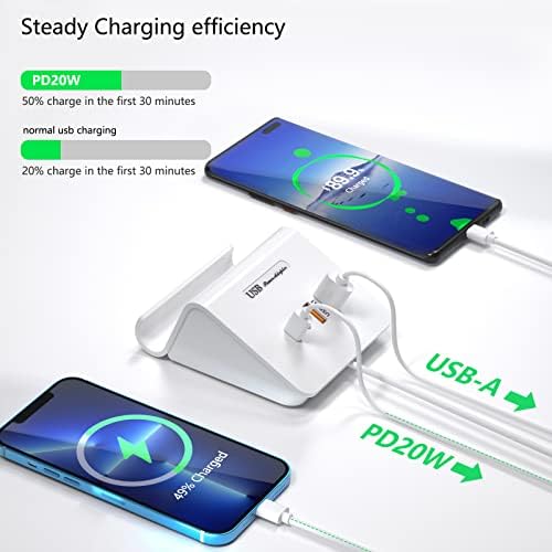 VHBW 35 W 6-Port USB C Charging Hub – Innovative Multi-Device Fast Charging Station with 3 USB-C & 3 USB-A Ports – Optimal Compatibility for i Phone 14/13/12 & Samsung Galaxy S23/S22/S21 – Smart Power Distribution for Rapid Charging Efficiency