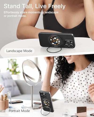 typecase Folding Phone Stand: Foldable Smartphone Holder for Desk – Ultra Thin Adjustable Kickstand – Magnetic Phone Grip Home Desk Accessories Compatible with Phone Tablets – Enhanced Compatibility and Speed