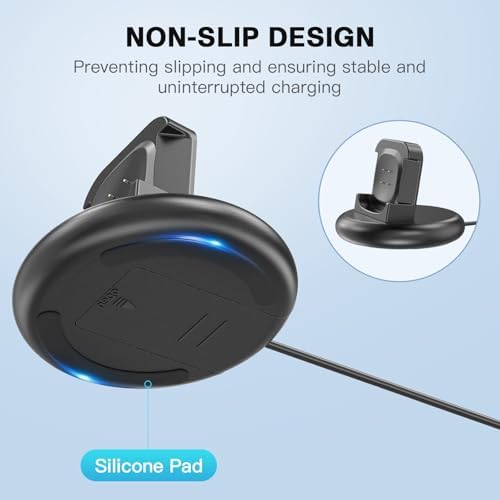 Fitbit Ace LTE Charging Dock with Secure Anti-Slip Base & 4.4 Ft USB Power Cable – Ultimate Charging Station for Kids’ Smartwatches, Travel-Friendly Design for Home & On-the-Go Use (Black)