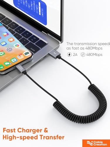 Revolutionize Your Charging Experience with the Cable Creation 5 ft Retractable USB-C Coiled Cable – Fast 3 A Charging for Android Auto, Apple Car Play, i Phone 15/16, and More – Durable, Tangle-Free Design for Effortless Data Sync and Seamless Connectivity Across All Type C Devices