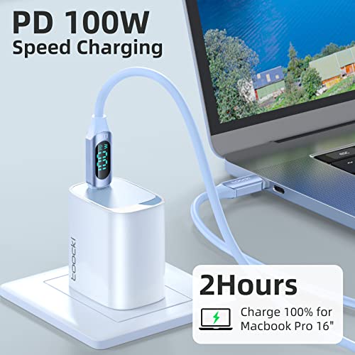 Ultra-Fast 100 W USB C to USB C Cable 2-Pack – 6.6 FT Silicone Charging Cables with LED Display for Samsung Galaxy Z Flip5, Fold5, Flip4, Fold4 – High-Speed 5 A Power Delivery, Enhanced Durability, and Compatibility for All Your Devices