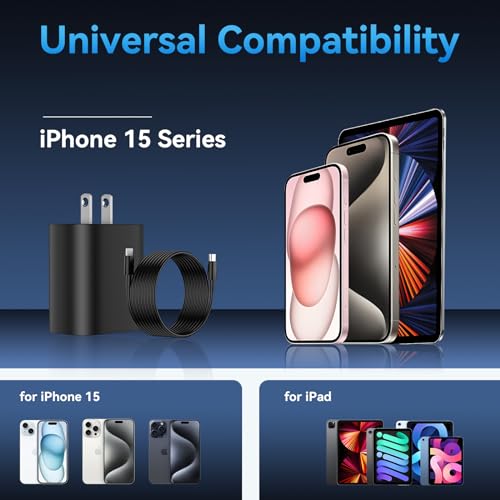 Experience Rapid Power Revitalization with the 20 W USB-C Fast Charger for i Phone 15 Pro Max – Complete with 6.6 FT Robust Cable for Ultimate Flexibility and Compatibility with i Pad Pro – Your Ideal On-the-Go Charging Solution with Enhanced Safety Features and Efficient Energy Delivery.