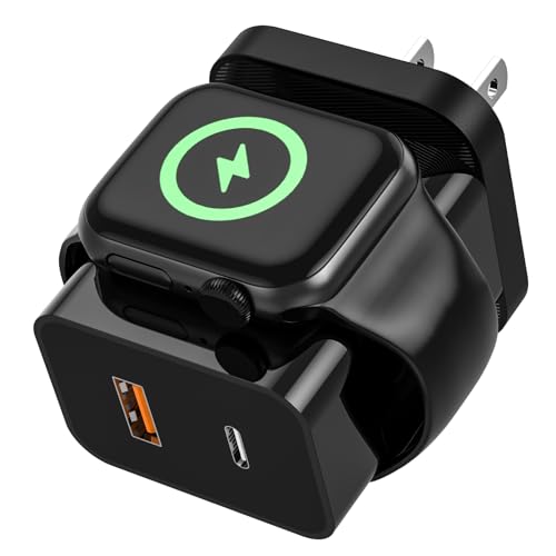 Ultimate 20 W Magnetic Wireless Charger for Apple Watch & i Phone – 3-in-1 Fast Charging Block with Dual USB-C Ports for Seamless Travel Power Solutions – Fully Compatible with All Apple Watch Models and i Phone Devices