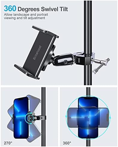 elitehood 360 Swivel Tilt Phone Holder and Mount, Adjustable for Music Boom Mic and All iPhone, Android Cell Phone – Enhanced Compatibility and Speed